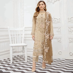 Ramsha คอลเลกชันผ้าชีฟองหรูหรา3ชิ้น salwar kameez สำหรับงานแต่งงานและเทศกาล-สำหรับงานแต่งงานและงานเทศกาล - Product Image 6