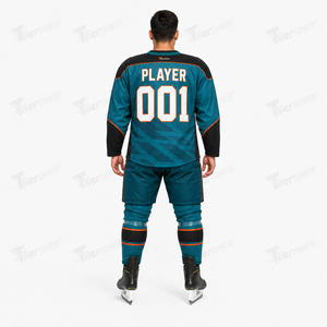 Uniforme de hockey sur glace unisexe, style gardien de but, respirant, léger, tissu polyester extensible, jersey de hockey à manches longues, athlétique - Product Image 4