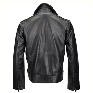 Veste d'hiver en cuir de vache véritable pour homme, veste de moto tendance, imperméable, fermeture éclair asymétrique, design tendance et audacieux - Product Image 5