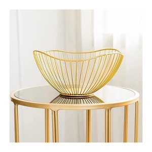 Gold Metal Fruit <b>Basket</b> Decorative Fruit Holder For Guest Serving And Entertaining And <b>Gift</b> Hamper Arrangement From India - Product Image 3
