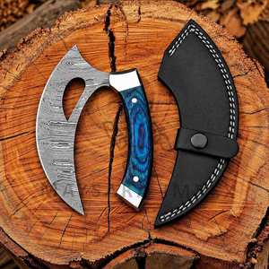 Cuchillo de Chef Ambidiestro de Acero de Damasco Forjado a Mano, Acabado Satinado, Mango de Micarta, Diseño Moderno, Cuchillo Multifunción - Product Image 4