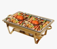 Ensemble de 4 chauffe-plats circulaires en acier inoxydable de haute qualité, chauffe-plats à vapeur pour buffet, usage traiteur, capacité 150L, argent
