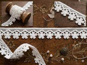Oferta Especial: Encaje Floral Blanco Premium de Poliéster con Borde Festoneado - Borda de Ganchillo con Textura 3D para Saree, Dupatta, Vestido de Novia - Product Image 6