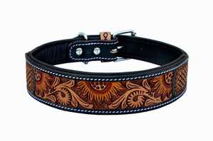Premium Western <b>Leather</b> <b>Dog</b> <b>Collar</b> Floral Pattern Buckle Closure Adjustable Classic Style All Seasons Use | Handmade <b>Dog</b> <b>Collar</b> - Product Image 2