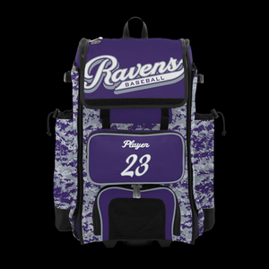 Custom Nylon Baseball Bat Bag Backpack with <b>Shoe</b> Pocket Helmet Storage Glove Compartment Fence Hook Water Bottle <b>Holder</b> 50-70L - Product Image 2