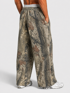 Ensemble de survêtement camouflage surdimensionné pour homme OEM Contrastline, en molleton de coton premium, avec sweat à capuche à passepoil contrastant et pantalon de jogging à jambes larges - Product Image 5
