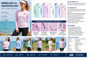Chemise décontractée respirante pour femme avec fermeture éclair quart de tour, sublimation, anti-UV, écologique, séchage rapide, service OEM pour la pêche, la randonnée, le golf et la course à pied - Product Image 4