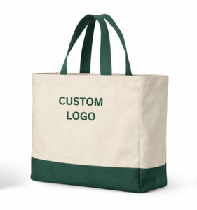 COTTON VOYAGE Custom Logo <b>Canvas</b> <b>Tote</b> Bag Large Size Green Handle Daily Shopping Bag - Product Image 4