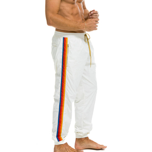 Wholesale Men's White Windbreaker Joggers Streetwear Rainbow Side Stripe Tracksuit Pants Waterproof Athletic Training <b>Trousers</b> - Product Image 4