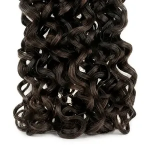 100% Remy Weft <b>Brown</b> Black <b>Curly</b> Hair Natural Wave Texture Human Hair Weft Soft Full Volume - Product Image 5