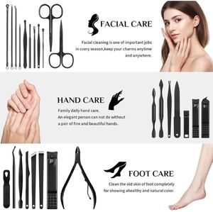 Kit de manucure et pédicure professionnel en acier inoxydable 26 pièces, 26-en-1, coupe-ongles en boîte, tout-en-un, pour usage personnel, soin des ongles et du visage - Product Image 2