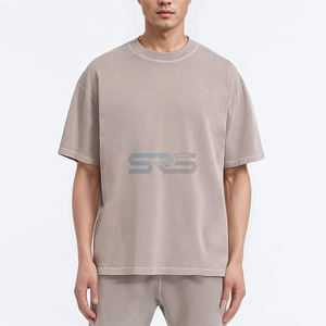 T-shirts d'été pour hommes de haute qualité en mélange polyester/coton, coupe classique, noirs, style tendance, tissage uni, 200g, impression vierge sur le devant - Product Image 1