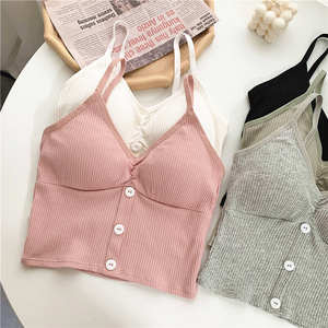 Wholesale Women Knitted Ribbed Short Tank <b>Top</b> Sleeveless Button Front Slim Fit Breathable Summer <b>Vest</b> - Product Image 1