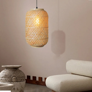 Lampe suspendue en bambou pour la décoration du plafond de la maison, lampe suspendue tissée naturelle - Product Image 3