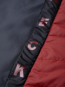 Blouson matelassé rouge pour homme, col montant, fermeture éclair frontale, coupe ajustée décontractée, coupe-vent, pour l'automne, couleur unie, rembourrage en polyester - Product Image 6