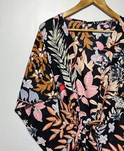 Vestido Kaftán Informal de Verano con Estampado Tropical Digital, de Algodón, para Mujer, Traje de Baño para la Playa, Islas del Pacífico Asiático - Product Image 2