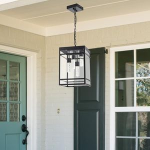 Lampada a Sospensione LED da Esterno Nera con 4 Luci e Lampadine Integrate 5CCT, Lanterna Sospesa Stile Fattoria per Portico e Soffitti - Product Image 4