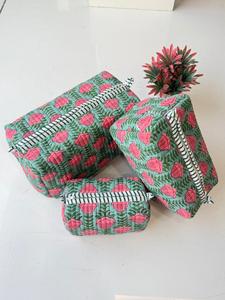 Travel-Friendly Eco-Friendly Cotton Toiletry Bag Large Medium Zipper <b>Cases</b> for Organizer Hand Quilted Cotton Vintage <b>Makeup</b> Bag - Product Image 2