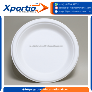 Assiettes rondes en bagasse de canne à sucre Xportio International, jetables et compostables, pour le service de nourriture, vente en gros - Product Image 5