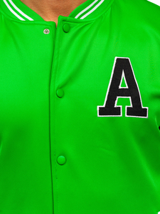 Infexion Sports Green Varsity <b>Jacket</b> Men's Regular Fit Pullover Sporty Style Heat Transfer Print Back Logo White Sleeve - Product Image 4
