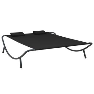 Grand lit de repos d'extérieur durable en tissu Oxford noir, mobilier de patio au confort élégant - Product Image 1
