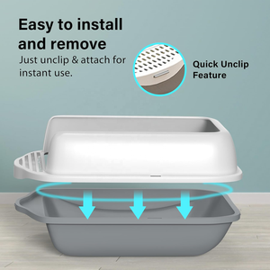 Caja de arena para gatos de gran capacidad y fácil limpieza con tapa de cuchara, inodoro de plástico a prueba de salpicaduras para mascotas, inodoro para gatos - Product Image 3