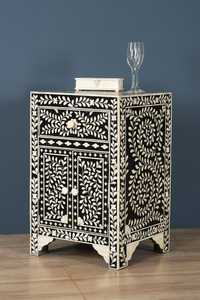 Handmade Eco-Friendly Bone Inlay Modern Floral Nightstand & <b>Side</b> <b>Table</b> for Baptism Home Decor - Product Image 5