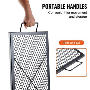 Griglia Rettangolare in Acciaio Resistente per Braciere con Manico di Supporto per Barbecue e Cottura all'Aperto - Product Image 1