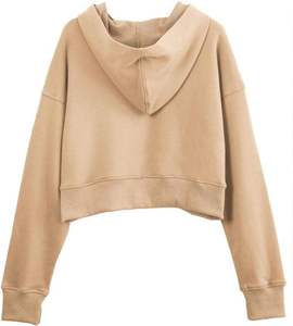 New Arrival Autumn/Winter Printed Terry Cotton Women's <b>Crop</b> <b>Top</b> Hoodie 100% Cotton Long Sleeve Casual Oversize Pullover - Product Image 2