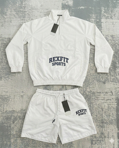 ชุดเซ็ตเสื้อแจ็คเก็ตและกางเกงขาสั้น Rexfit Sports สำหรับผู้ชาย ผ้าไนลอนกันลม ซิปเต็มตัว เหมาะสำหรับฤดูร้อน ชุดวอร์ม ขายส่ง - Product Image 4