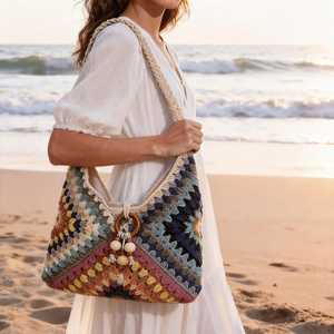 Nuevo Bolso Tote de Gran Capacidad con Diseño Floral, Bolso de Lana Tejida a Crochet para Mujer, Bolso de Hombro Personalizado con Parte Superior Abierta - Product Image 2