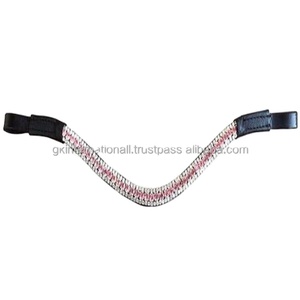 Banda Ecuestre para cejas de caballo hecha a mano, Multicolor, perla, diamante, cristal, cuero, banda para cejas de caballo con lazos cosidos suaves - Product Image 1
