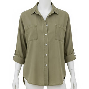 Nouvel Arrivage Blouses et Chemises pour Femmes Grande Taille en Denim Délavé avec Corset Rosette, Haut Bustier Respirant, Prix Bas, Service OEM - Product Image 2