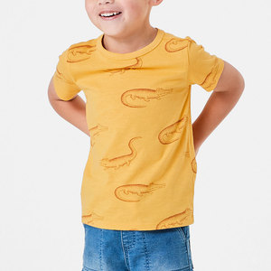 T-shirt à manches courtes pour garçons, personnalisable, de haute qualité, imprimé crocodile jaune, respirant, col rond, décontracté, été - Product Image 1