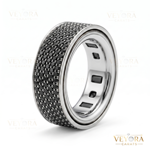 Anillo de Moissanita Negra Totalmente Cubierto de Diamantes, Funda Protectora de Plata de Ley 925 - Product Image 4
