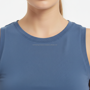 Private Label 100% Cotton Cropped Tank <b>Top</b> Women Custom Brand Logo Plain Blank Short Jersey Sleeveless <b>Top</b> Manufacturer Bulk - Product Image 3