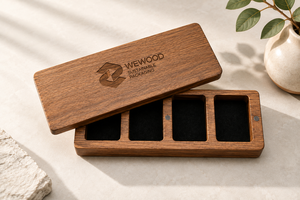 Boîte à bijoux magnétique en bois de hêtre de qualité supérieure avec logo personnalisé, 4 compartiments, OEM ODM - Product Image 1