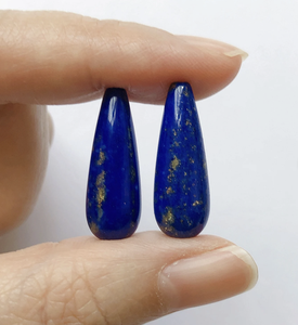 ลาพิส ลาซูลี รูปทรงหยดน้ำ เจาะด้านบน แบบคาโบชอง พลอยหลวม สีน้ำเงินธรรมชาติ ราคาส่งจากโรงงาน สำหรับทำเครื่องประดับเงินและทอง - Product Image 5