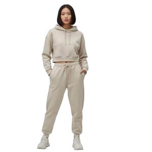 Conjunto Deportivo Informal Personalizado para Mujer, Sudadera con Capucha y Pantalones Jogger Beige, Ropa Deportiva de Dos Piezas - Product Image 3