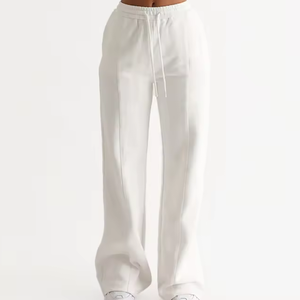 Custom Logo Casual <b>Women's</b> Pants & <b>Trousers</b> Wide Leg Sweatpants High <b>Waisted</b> <b>Elastic</b> Drawstring Jogger sweatPants <b>Women</b> - Product Image 3
