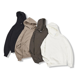 Men's <b>Oversized</b> Hooded Sweatshirt Solid <b>White</b> Cotton French Terry Casual Pullover Long Sleeve Pocket Design Autumn Wear - Product Image 1