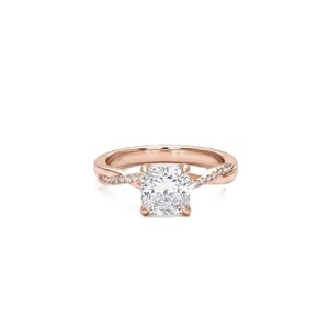 Half Eternity <b>Cushion</b> Round Lab Grown Diamond Ring IGI Certified 10K 14K 18K Solid Gold Engagement Ring Color DEF Clarity VS VVS - Product Image 3