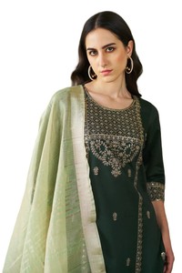 Ensemble Salwar Traditionnel pour Femme en Coton Viscose Rayonne Respirant et Doux pour la Peau avec Châle pour Tenue Décontractée Printemps-Été - Product Image 3