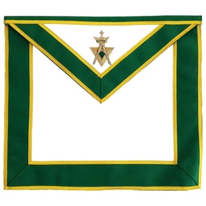 Tablier de Maître Maçonnique Ancien Souverain pour les Grades Alliés, en Velours Vert avec Broderie à la Main, Corps Blanc, Ceinture Réglable, Régalia Premium W - Product Image 1