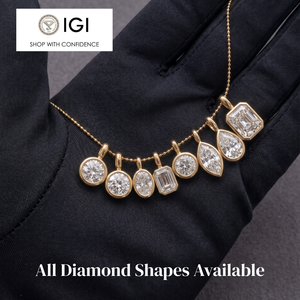 Pendentif personnalisé en diamant de laboratoire, serti clos, formes ronde, ovale, émeraude, cœur, poire, en or massif 14K 18K, vente en gros Inde - Product Image 2