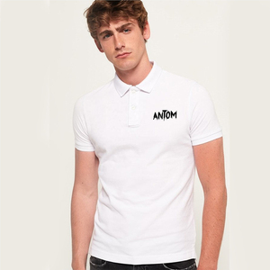 Chemises polo en coton blanc pour hommes, personnalisées, en gros, avec logo imprimé, respirantes, décontractées, à manches courtes, pour le golf, en vrac - Product Image 1