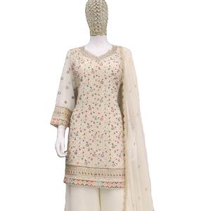 ผ้าไหม georgette เทียมสไตล์ชาติพันธุ์ที่มีการเย็บปักถักร้อยอย่างหนัก - Product Image 1