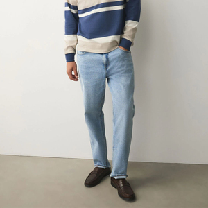 Jeans de Mezclilla para Hombre, Cintura Alta, Corte Recto, Ajuste Regular, Casuales, Azules, Elásticos, Transpirables, con Servicio de Venta al Por Mayor OEM - Product Image 3