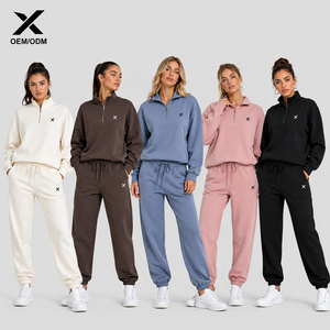 Conjunto Deportivo Personalizado para Mujer X Sports City, Chaqueta con Cremallera Completa, Color Sólido, Ropa Casual de Otoño, 100% Algodón, Transpirable, Corte Regular, OEM - Product Image 1