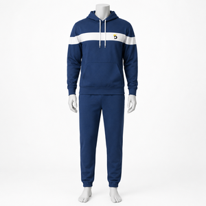 Conjunto Deportivo para Hombre con Capucha en Blanco y Negro, Pantalones Deportivos de Manga Larga, Ropa Casual de Otoño con Logotipo Frontal - Product Image 1